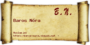 Baros Nóra névjegykártya